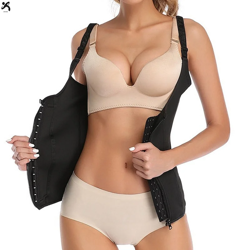 Women Waist Trainer Vest Workout Slim Corset Neoprene Sauna Tank Top Zipper Weight Loss Body Shaper