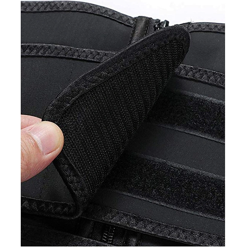 Women double belts zipper bones sweat workout latex waist trainer