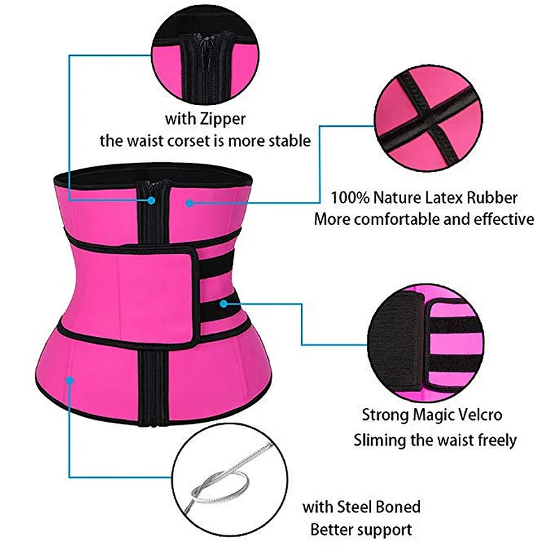 Wholesale adjustable latex waist trainer cincher slimming tummy waist belt with zipper