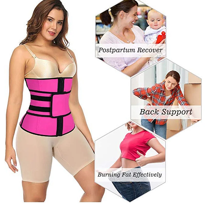 Wholesale adjustable latex waist trainer cincher slimming tummy waist belt with zipper