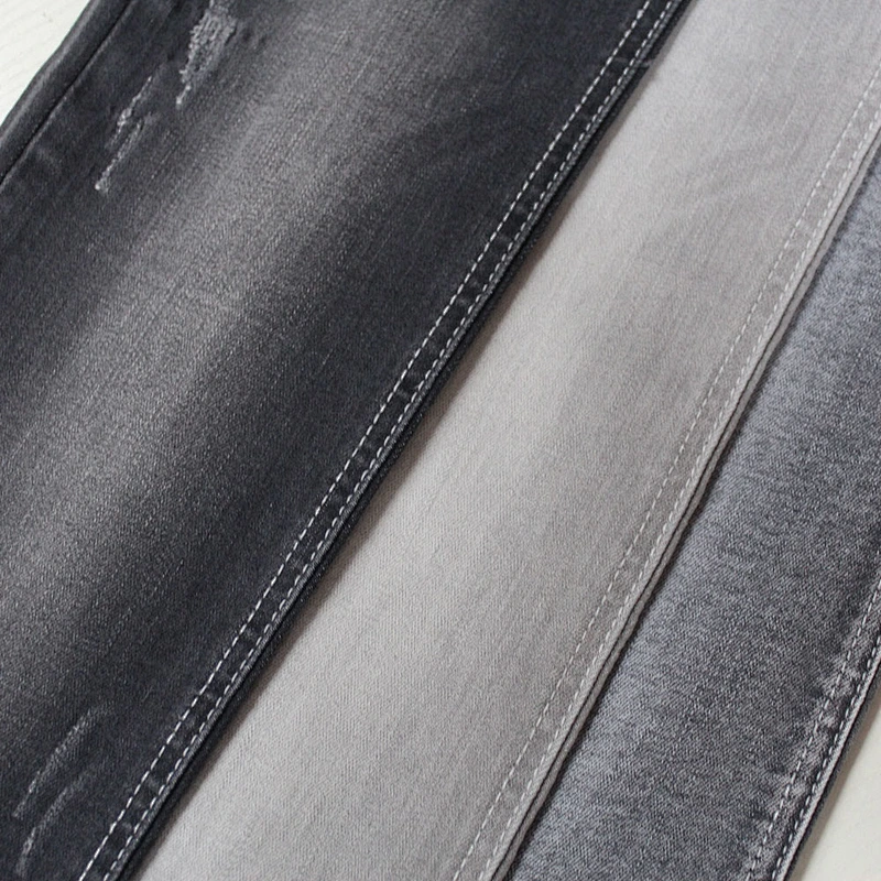 Three By One twill Polyester Viscose Spandex Denim Fabric color blue black and grey