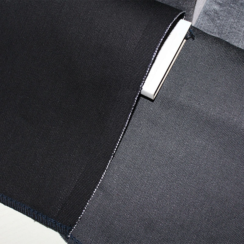 Three By One twill Polyester Viscose Spandex Denim Fabric color blue black and grey