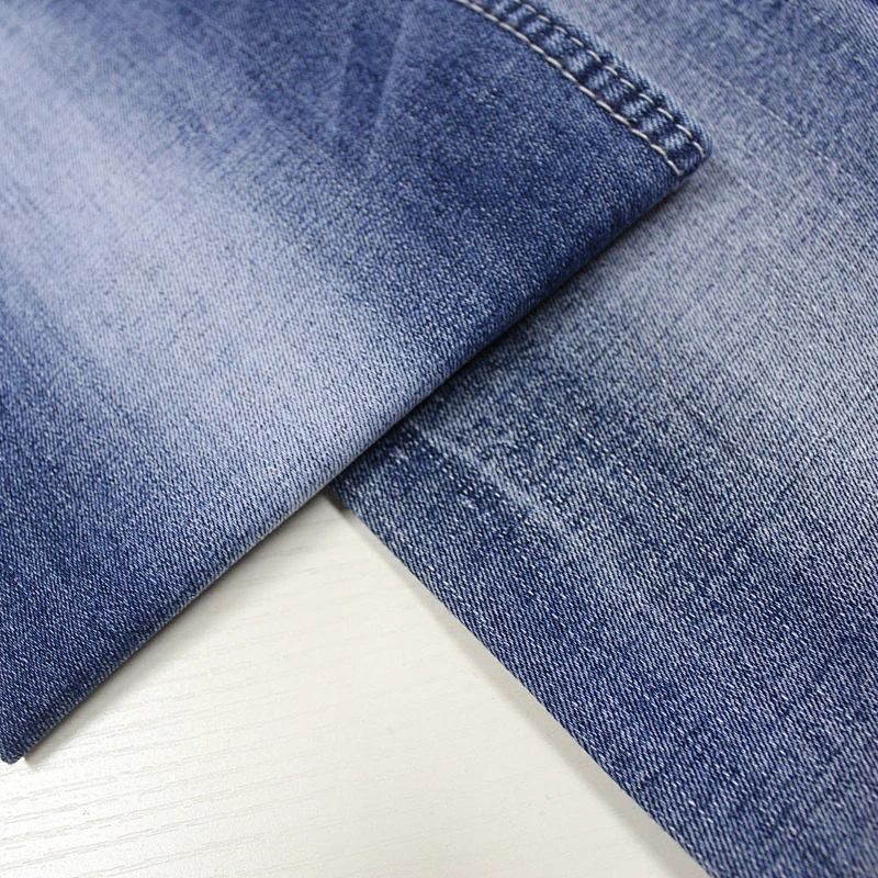 Blue washed stretch denim fabric for jeans