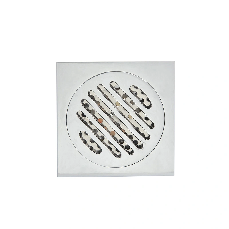 Ralo de chuveiro de 4 polegadas, ralo de resíduos de piso quadrado com tampa removível, latão sólido, 10x10cm, cromado