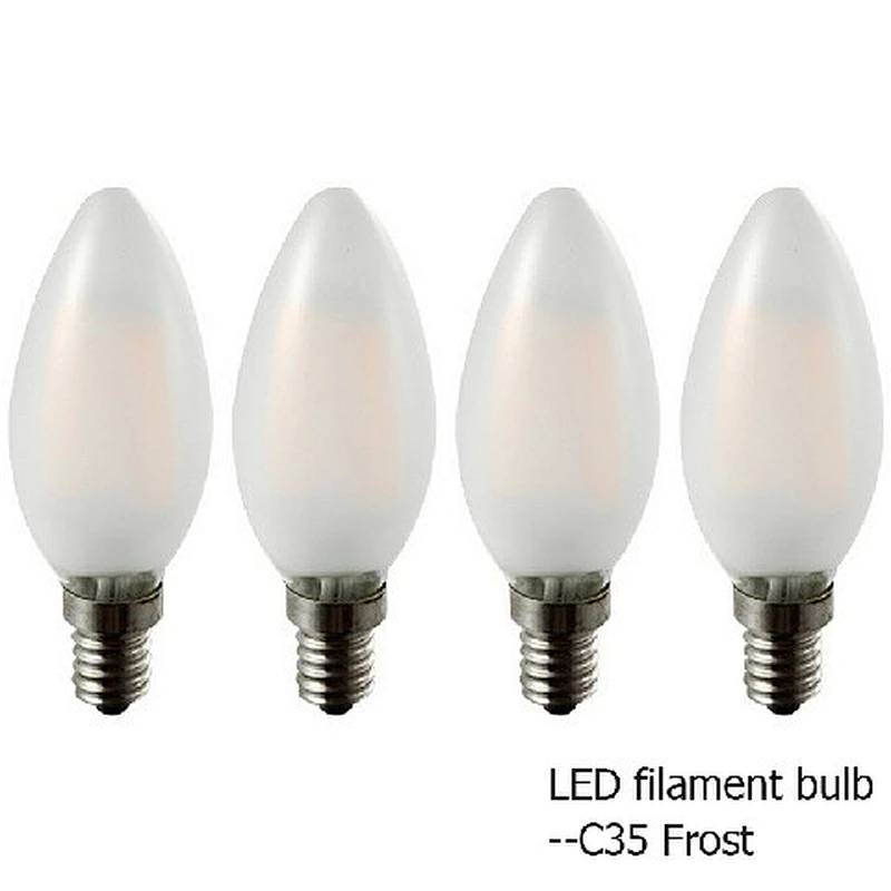 Alta calidad 220v E14 4W 6W C35 Bombilla de filamento vintage Luz de vela LED con cola