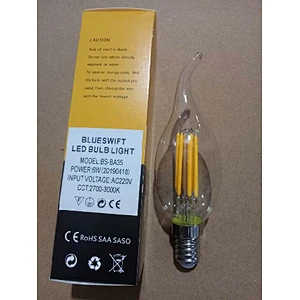 Alta calidad 220v E14 4W 6W C35 Bombilla de filamento vintage Luz de vela LED con cola