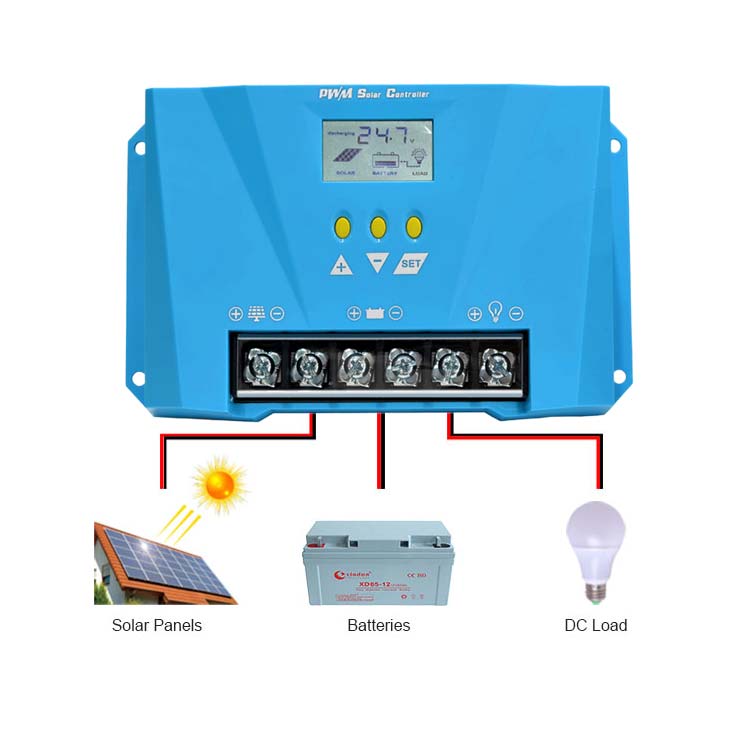 40A 50A 60A Solar Panel Charge Controllers 12V/24V/48v waterproof PWM Solar Charge Controller With Aluminium Outer