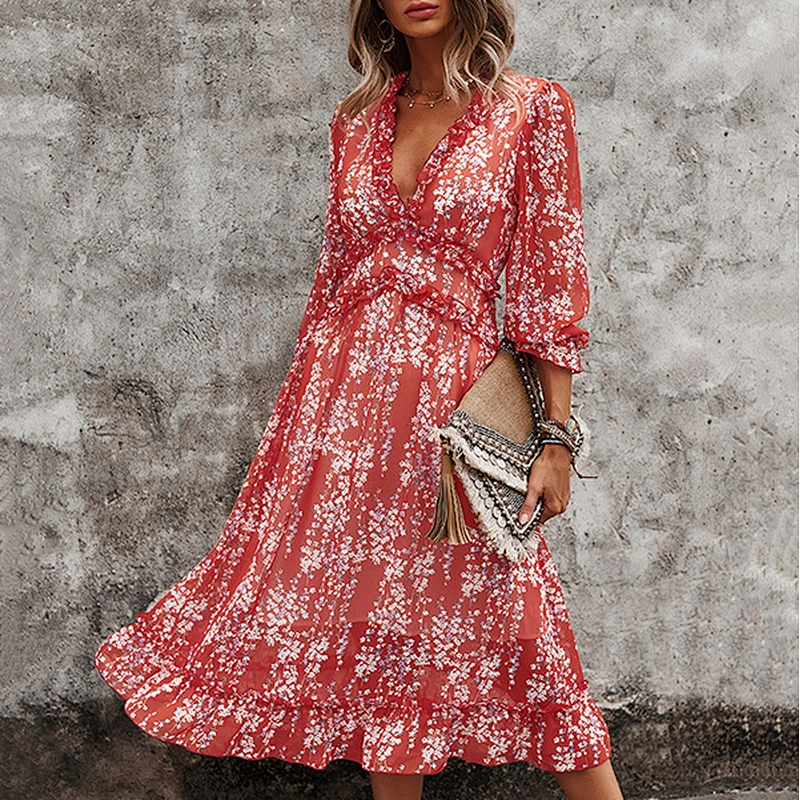 women's fashion casual printed dress