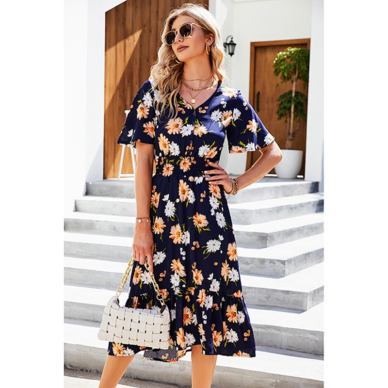 women's fashion casual printed dress