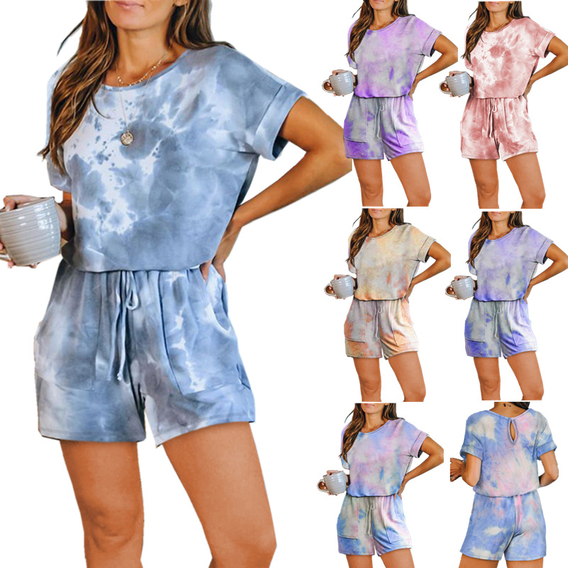 Women's tie-dye casual one-piece suit