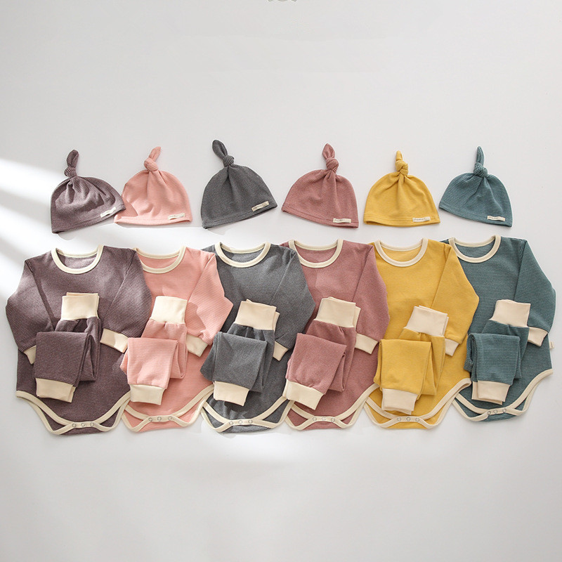 Three-piece set of warm baby jumpsuit for autumn and winter