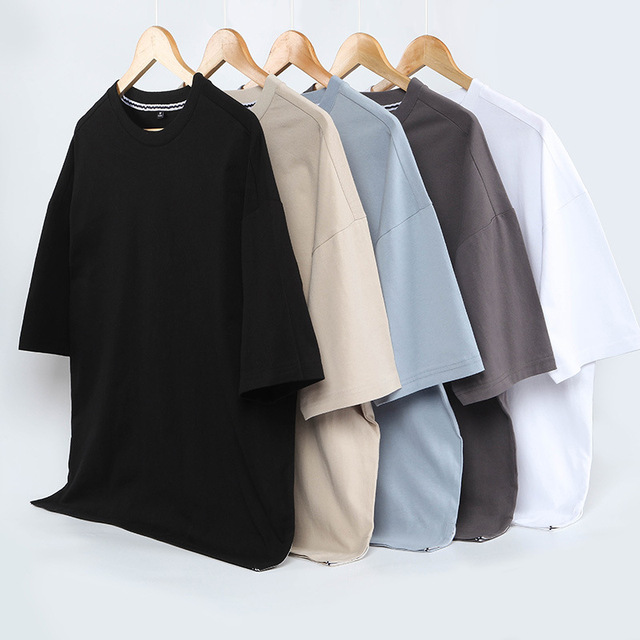 Cotton five-quarter sleeves round neck men's short sleeves