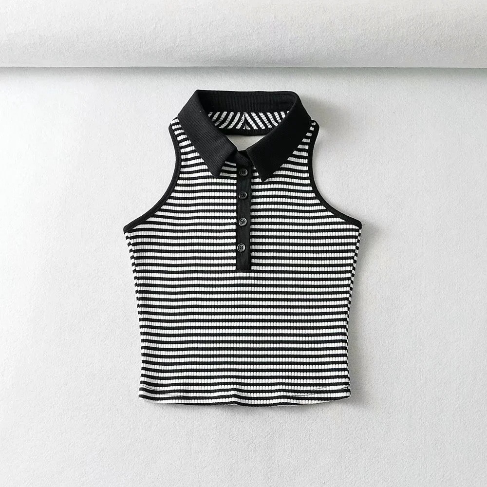 Women's halter lapel knit vest
