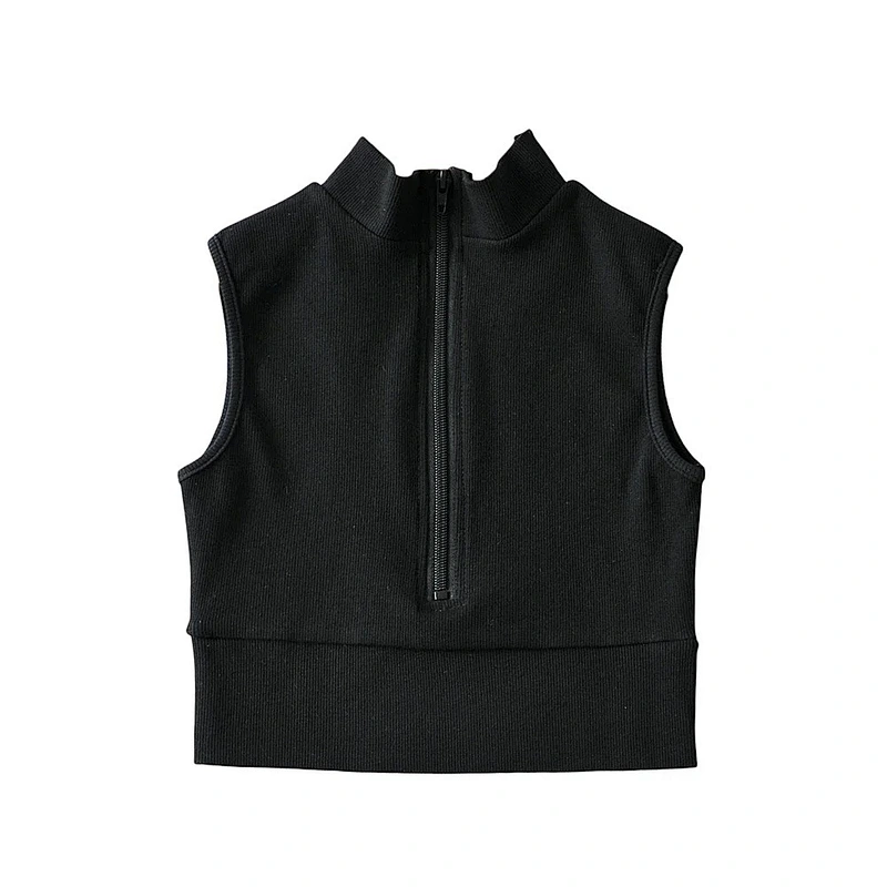 Women's stand-up collar half-zip slim-fit inner vest