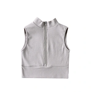 Women's stand-up collar half-zip slim-fit inner vest