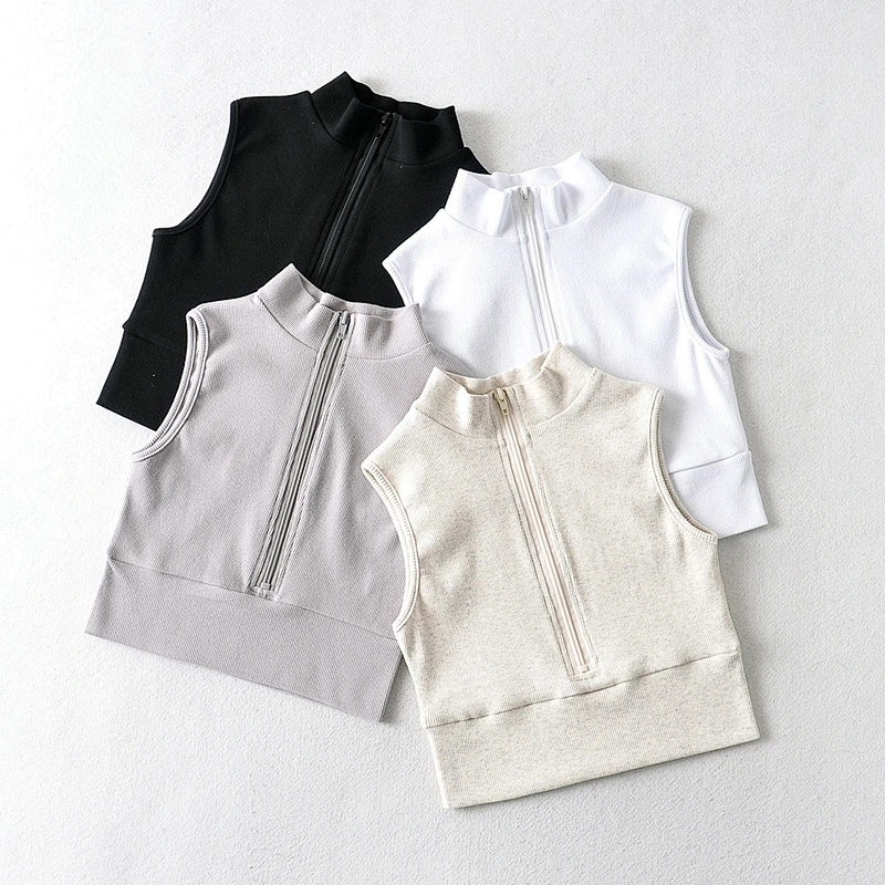 Women's stand-up collar half-zip slim-fit inner vest
