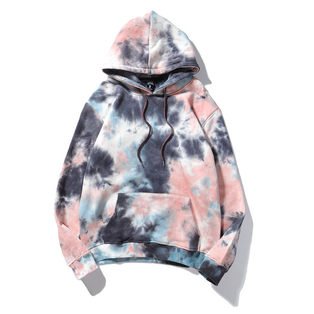 Men's tie-dye fleece hooded sweatshirt
