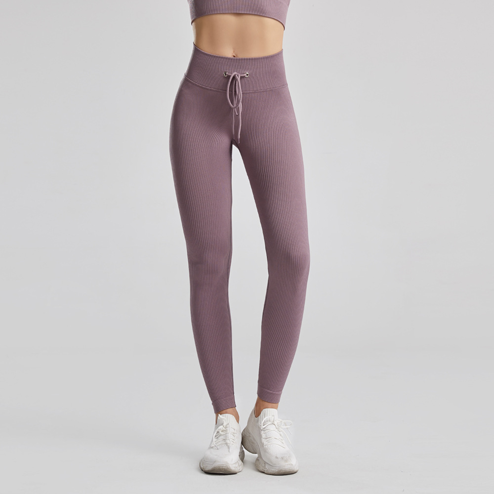 Striped solid color high-waisted tights for women