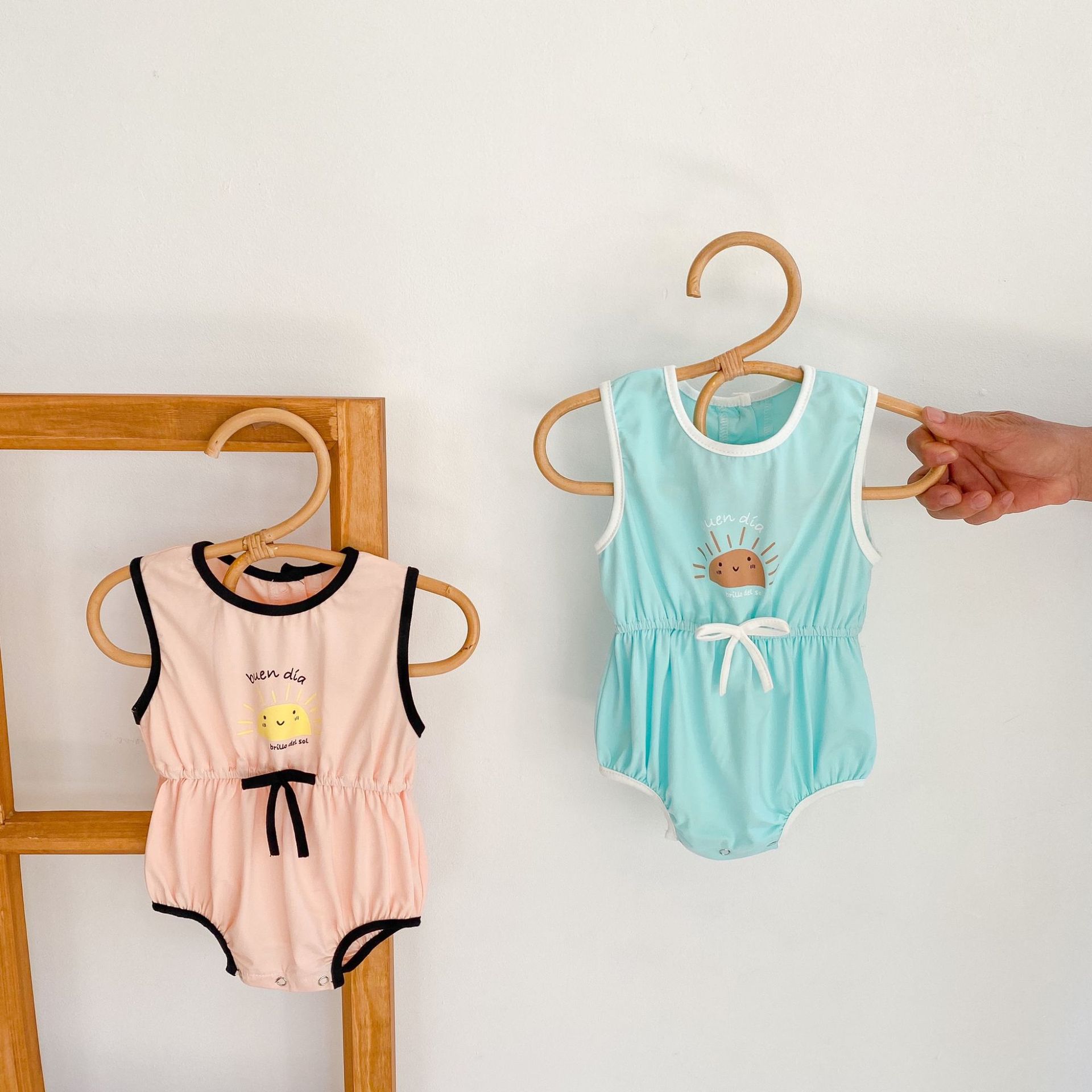 New baby print vest triangle crawl suit