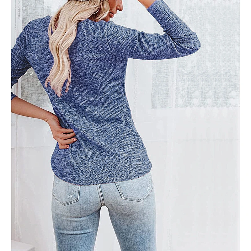 European style casual round neck long sleeve shirt