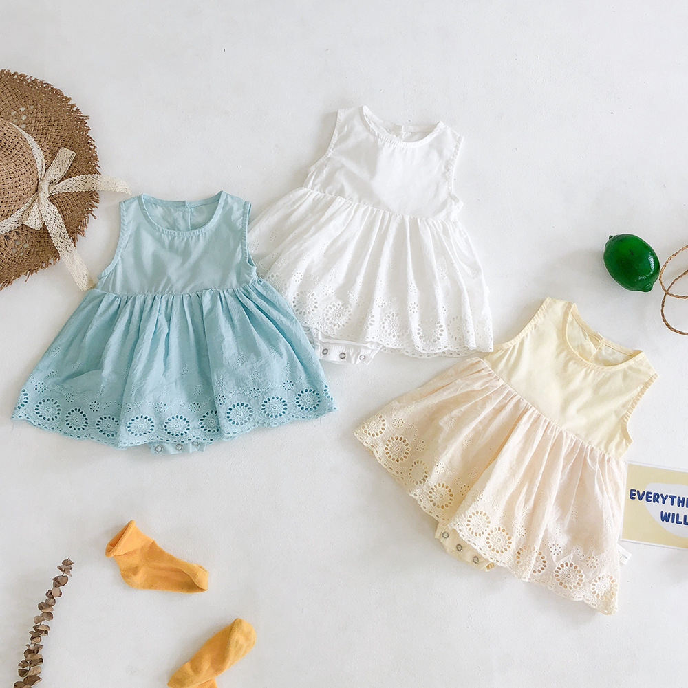 Summer Sleeveless Baby Lace Dress Crawling Suit