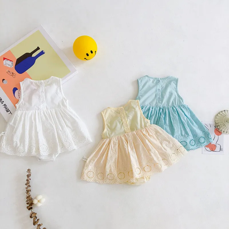 Summer Sleeveless Baby Lace Dress Crawling Suit