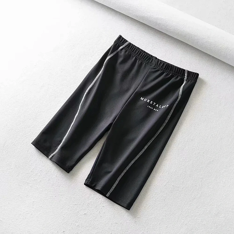 High stretch black printed leggings