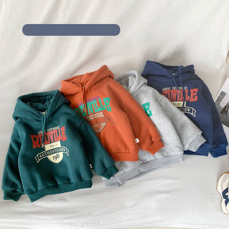 Boys' color padded hooded sweatshirt