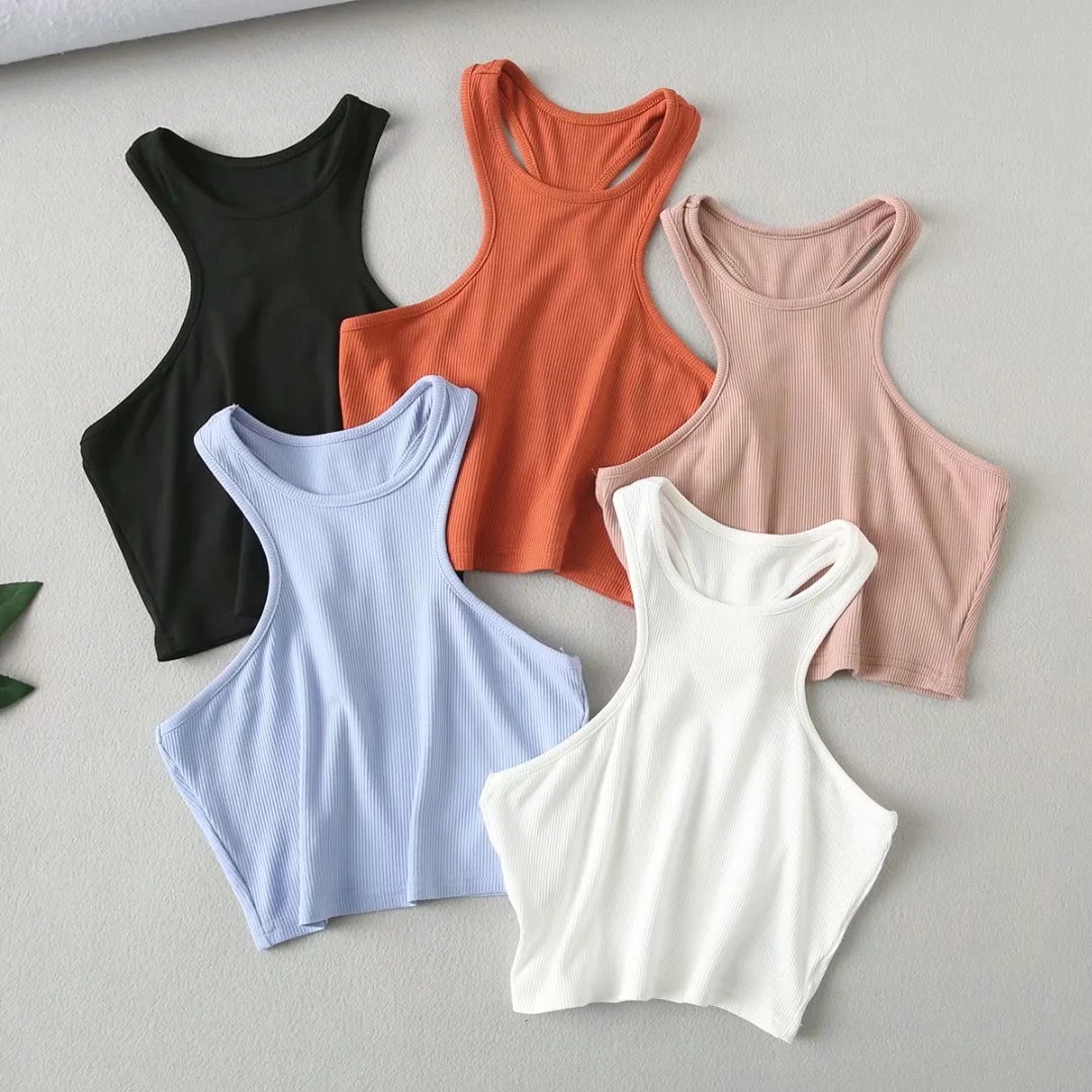 Women's solid color loose racer vest