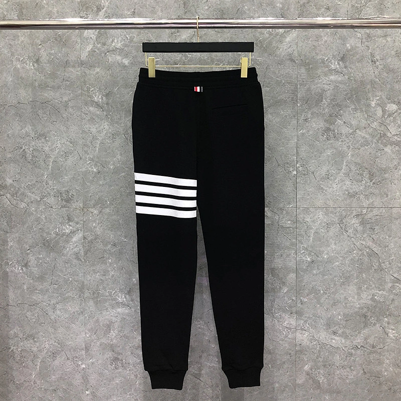 Men's horizontal bar yarn-dyed cotton sweatpants