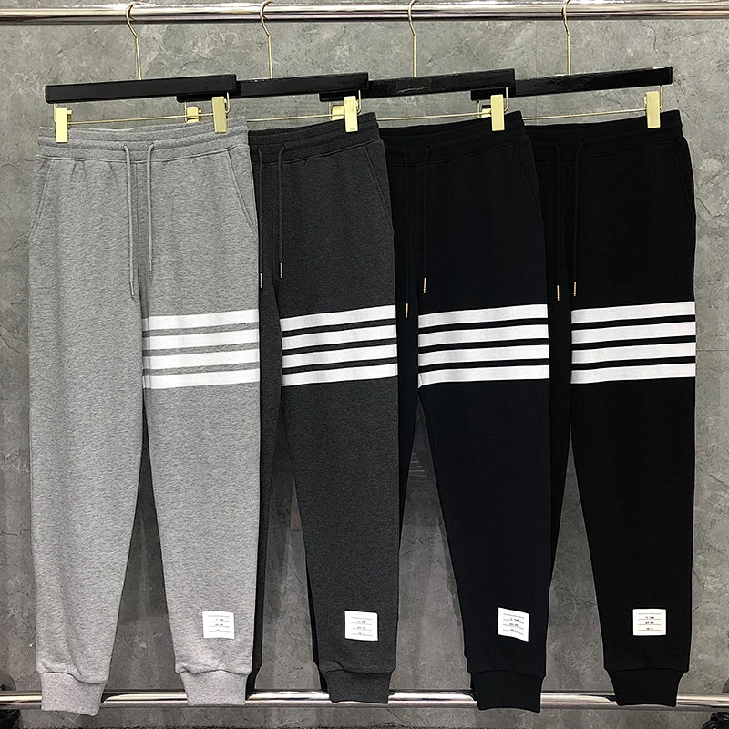 Men's horizontal bar yarn-dyed cotton sweatpants
