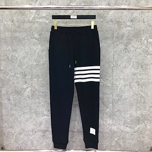 Men's horizontal bar yarn-dyed cotton sweatpants