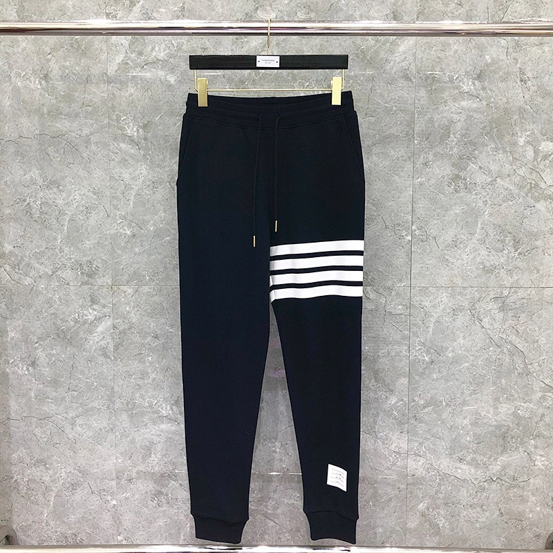 Men's horizontal bar yarn-dyed cotton sweatpants