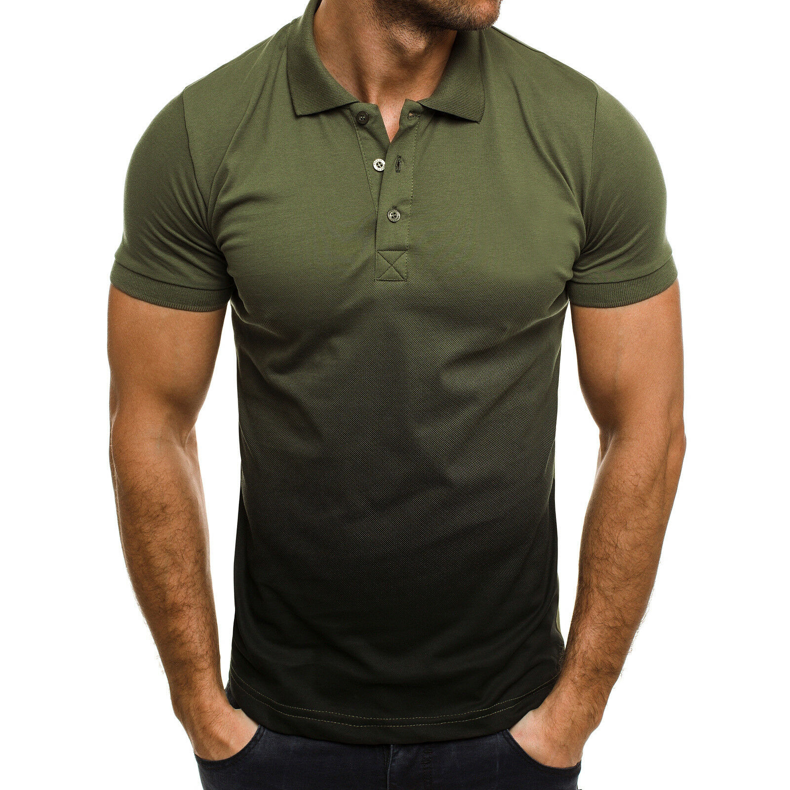 Men's casual gradient color sports polo t-shirt