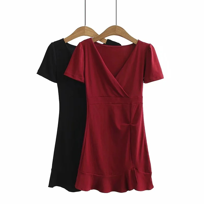 Fashion solid color V-neck mermaid dress