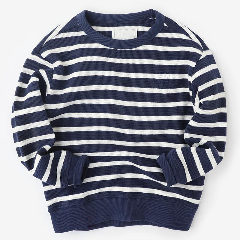 Boys' simple striped pullover sweatshirt
