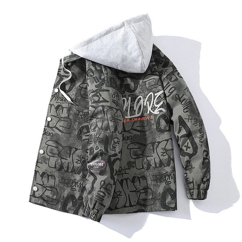 Men's hooded fake two-piece sports jacket
