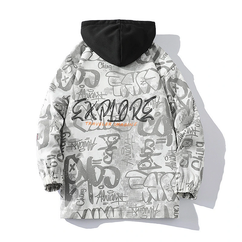 Men's hooded fake two-piece sports jacket