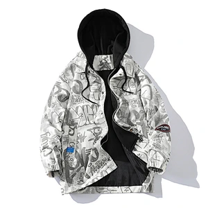 Men's hooded fake two-piece sports jacket
