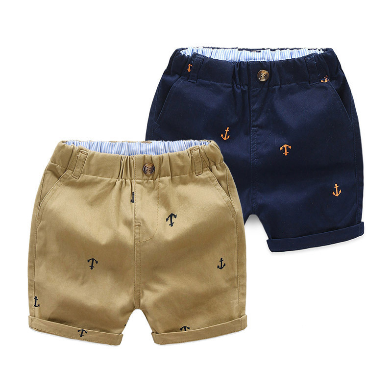 Boys' cotton printed five-point casual shorts