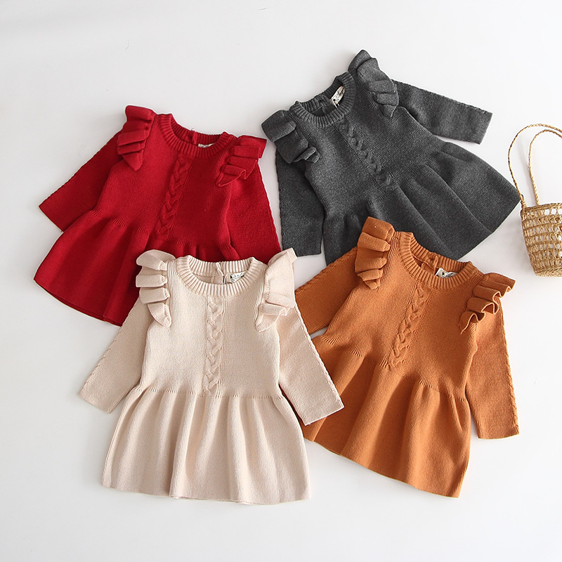 Girls Lace Sleeve Knit Dress