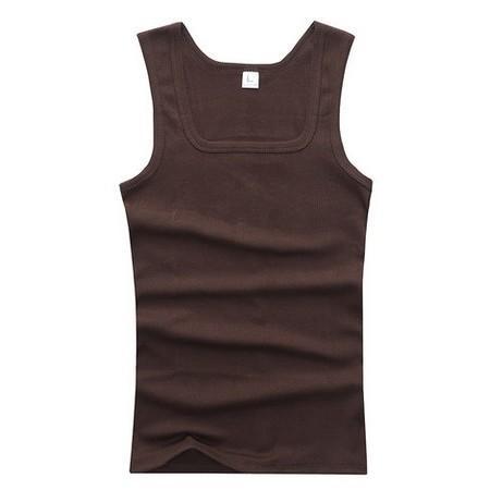 Men's Square Neck Solid Color Slim Vest