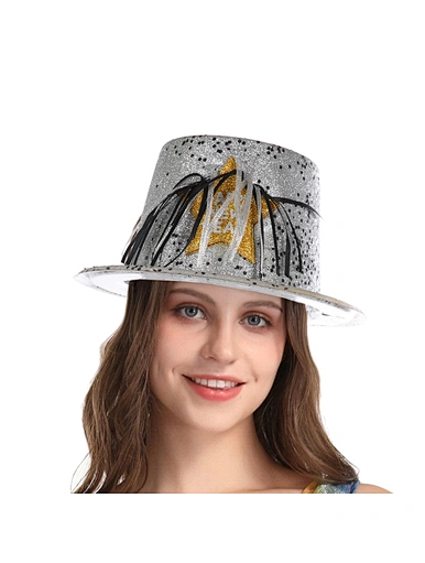 Happy New Year Glittered Tall Hat