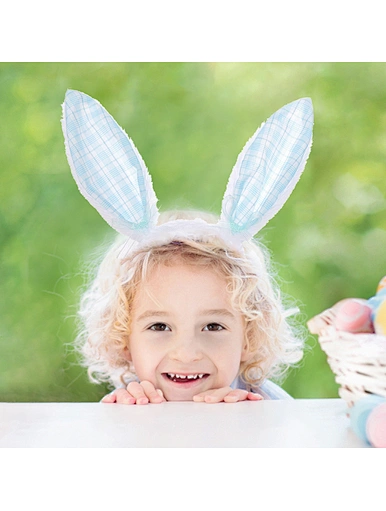 Fluffy Blue Easter Bunny Ears Headband