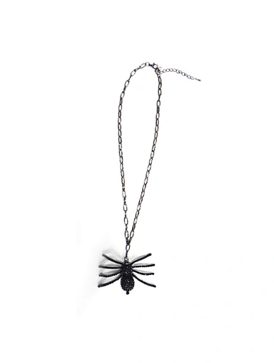 Faux Gemstone Spider Necklace