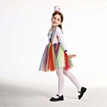 Girls Cute Circus Clown Costume Rainbow Dress Party