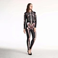 Women's Halloween Skull Skeleton Bodysuit Skinny Stretch Costume