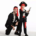 Kids Pirate Captain Costume Jacket Pants Hat Full Suit