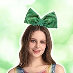 St. Patrick's Green Bowknot with Clover Headband Headwear