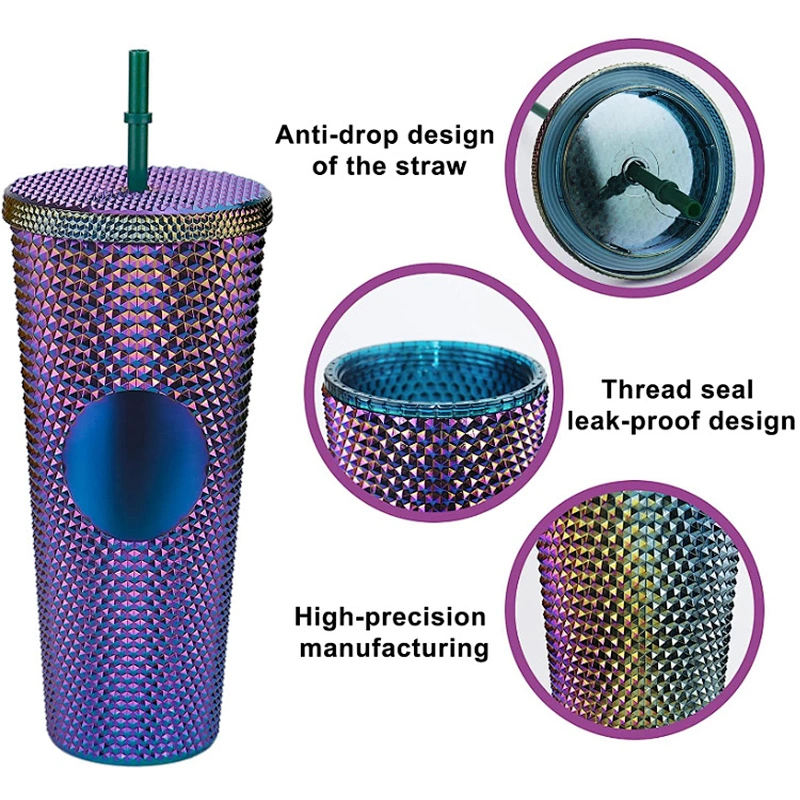 Plastic acrylic 24 oz studded tumbler